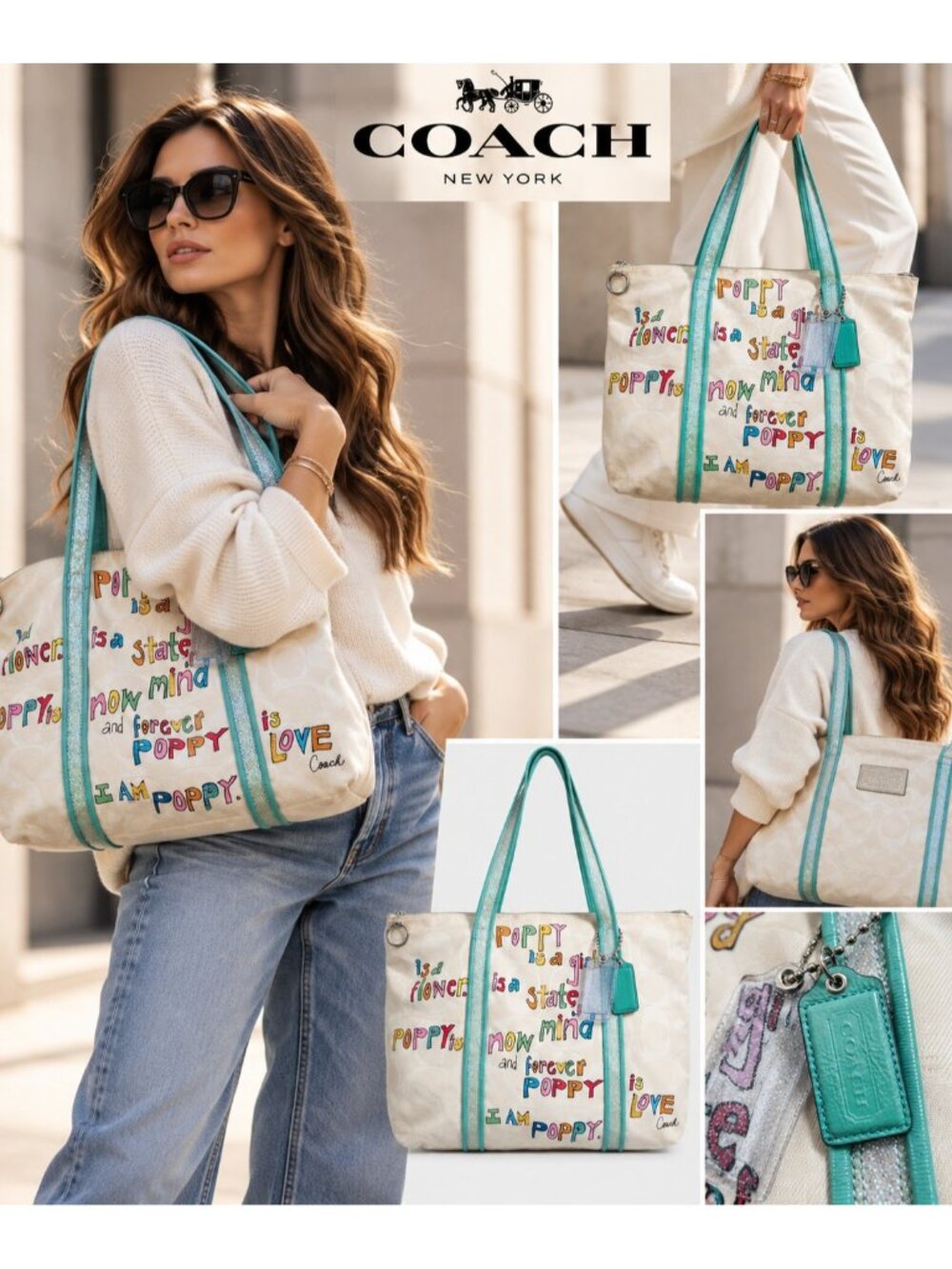 Coach Poppy Is A Girl Glam Tote 14986 Graffiti Glitter Y2K Bag